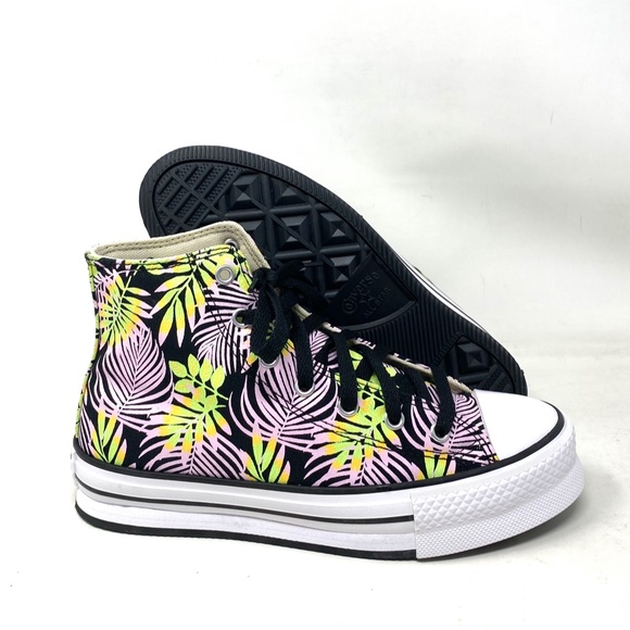 Converse Ctas Lift Platform Shoes Women Kids Pink Black Canvas High Top A01201C - Picture 8 of 10